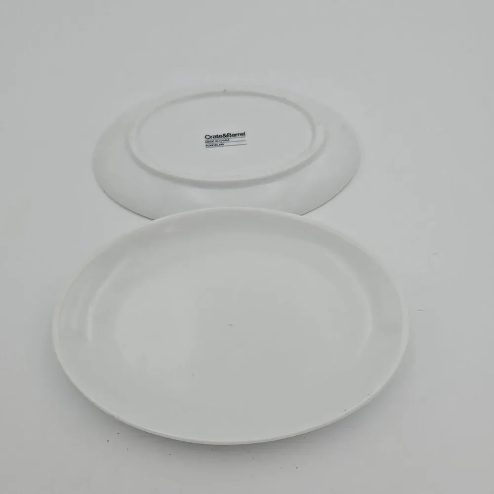 2 Crate & Barrel White Porcelain Oval Appetizer Plate 6x4 Modern Minimalist